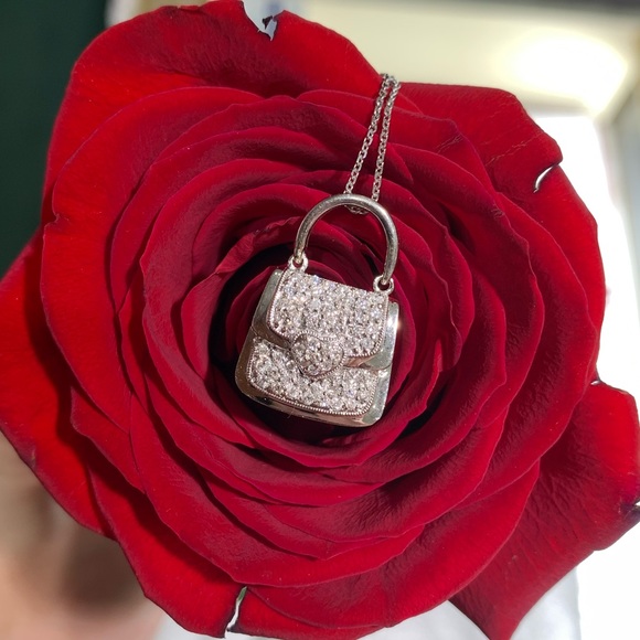 Jewelry - 18K White Gold Diamond Purse Pendant